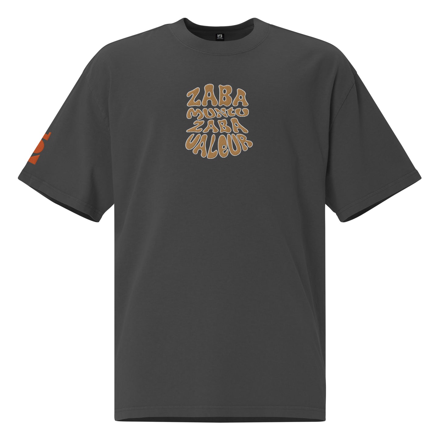 T-shirt Kongoland ZABA MUNTU ZABA VALEUR Brodé oversize délavé