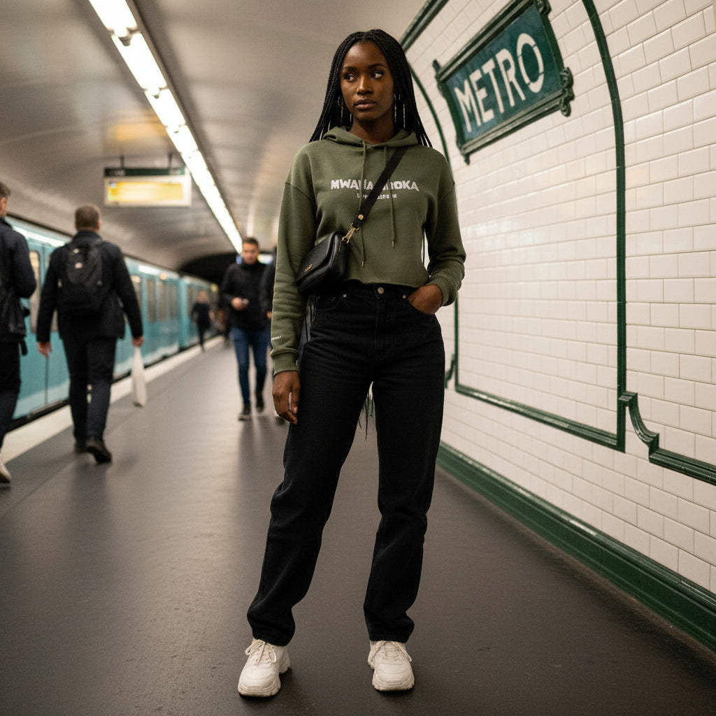 Sweat à Capuche Crop-Top Kongoland MWANA MBOKA