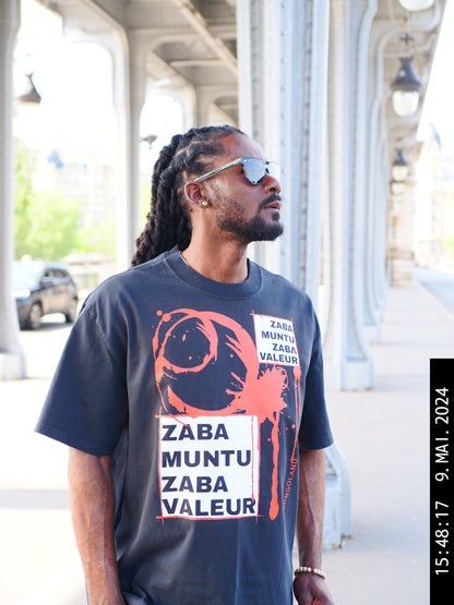 T-shirt Kongoland ZABA MUNTU ZABA VALEUR oversize délavé