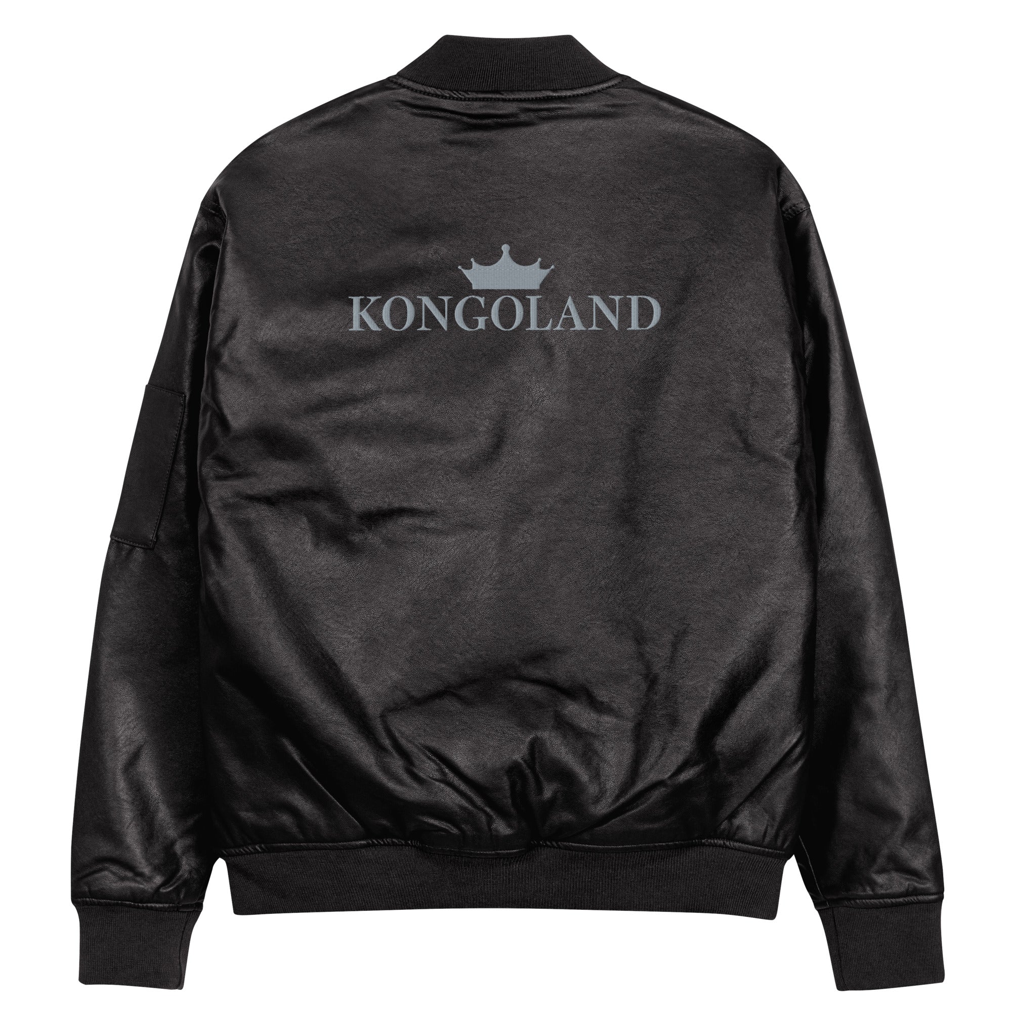 Veste Bomber Kongoland en similicuir LOGO Brodé en gris