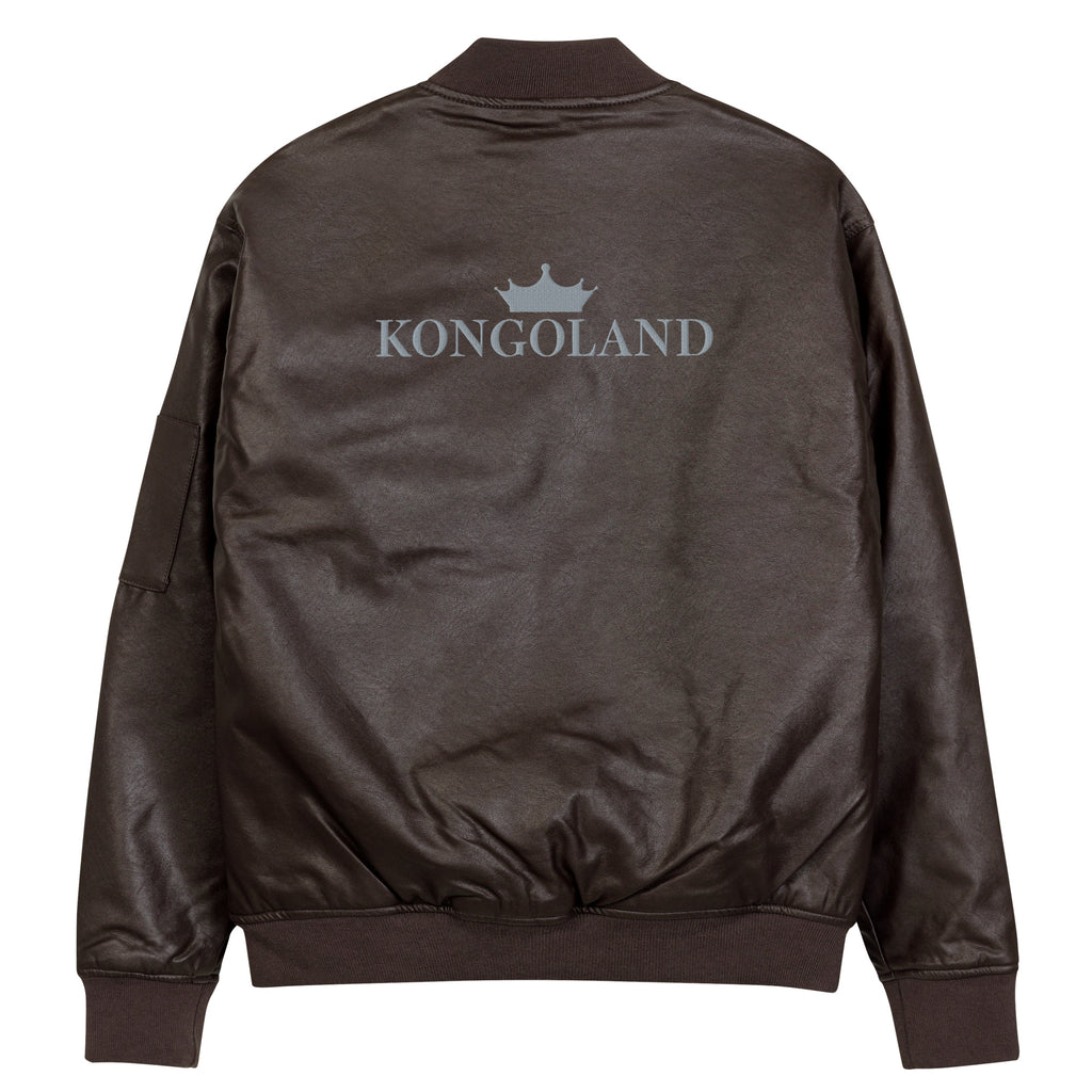 Veste Bomber Kongoland en similicuir LOGO Brodé en gris