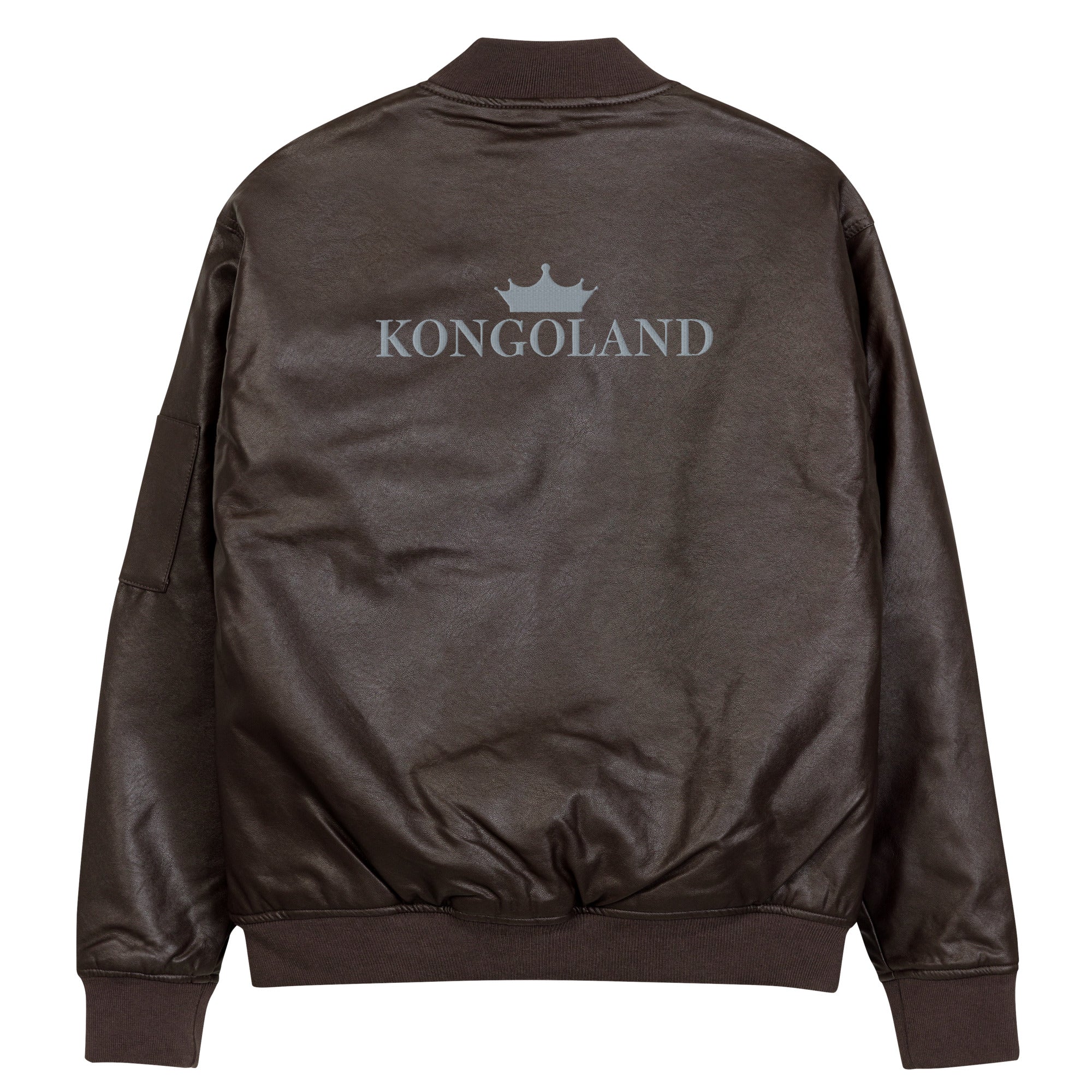 Veste Bomber Kongoland en similicuir LOGO Brodé en gris