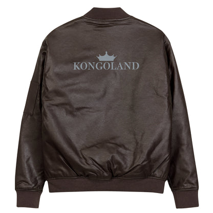 Kongoland Faux Leather Embroidered Bomber Jacket in Grey