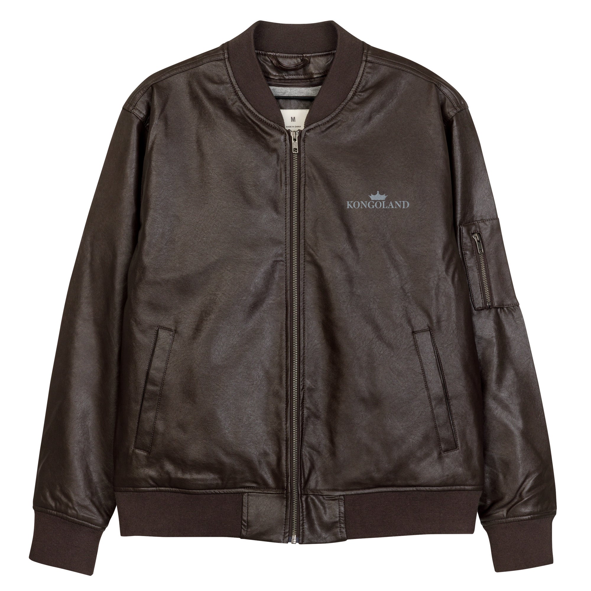 Veste Bomber Kongoland en similicuir LOGO Brodé en gris